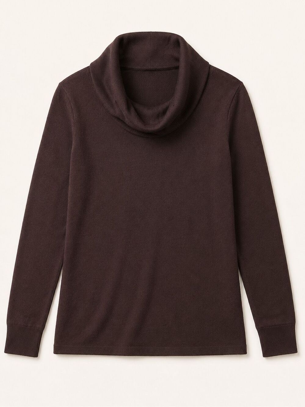 Chico’s Size 3 XL Brown Cowl Neck Long Sleeve Knit Top Tunic NWOT